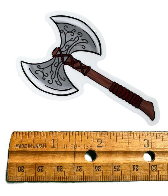 This dnd barbarian axe sticker brings bold fantasy energy with a clean, polished finish that’s ready for everyday adventures.

with a ruler for size validity
