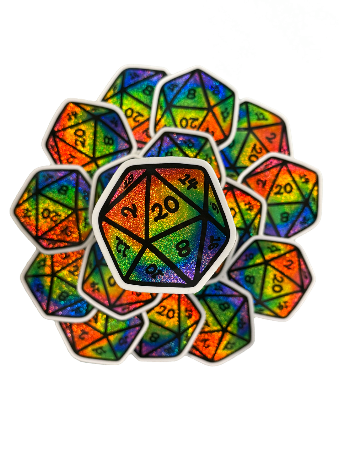 Rainbow Swirl D20 - Sticker