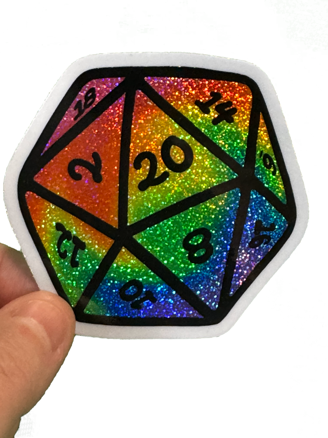 Rainbow Swirl D20 - Sticker