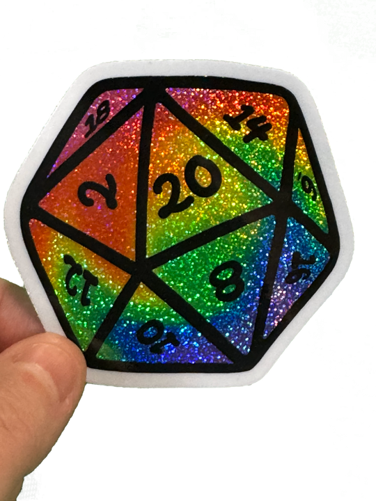 Rainbow Swirl D20 - Sticker