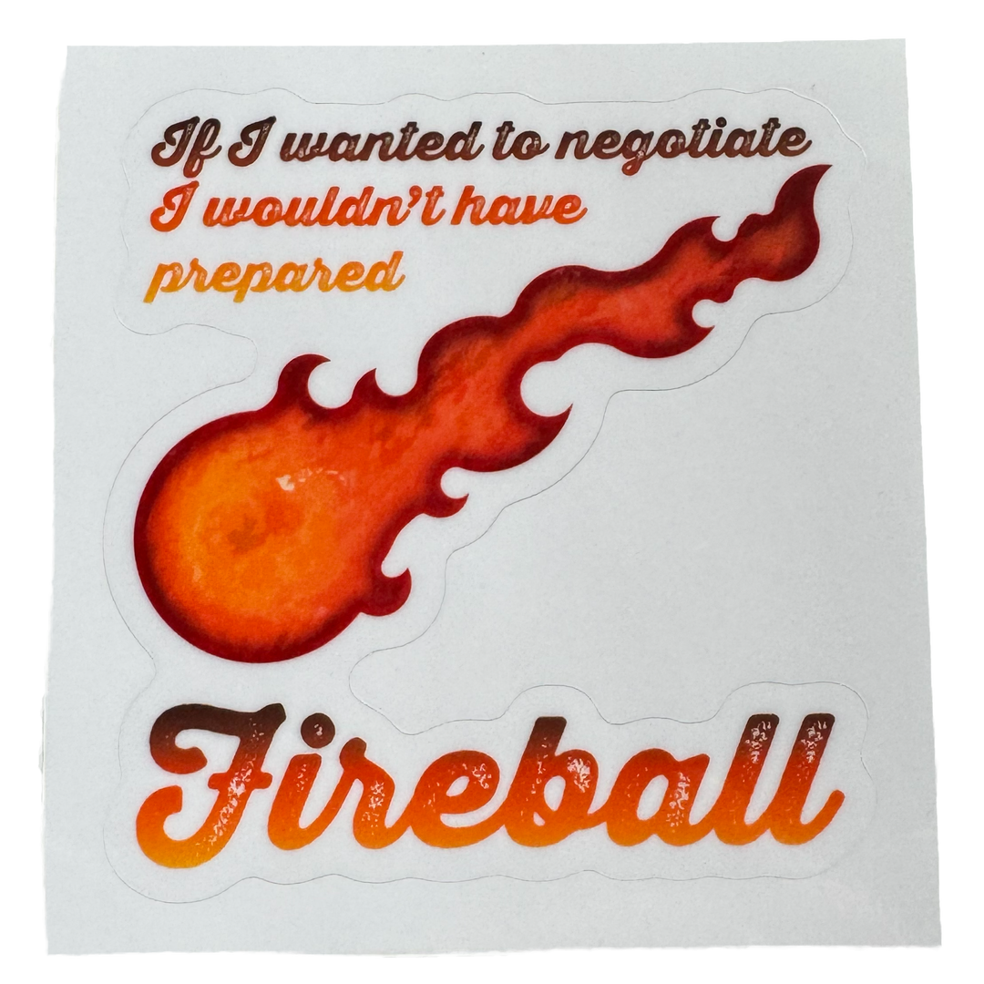 Vibrant fire-toned artwork with crisp lettering and a smooth glossy finish that keeps the colors intense and the statement sharp.