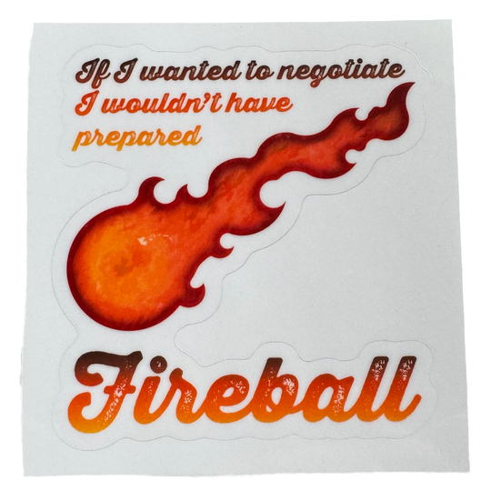 Vibrant fire-toned artwork with crisp lettering and a smooth glossy finish that keeps the colors intense and the statement sharp.