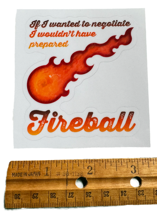 Vibrant fire-toned artwork with crisp lettering and a smooth glossy finish that keeps the colors intense and the statement sharp. with a ruler for size validity