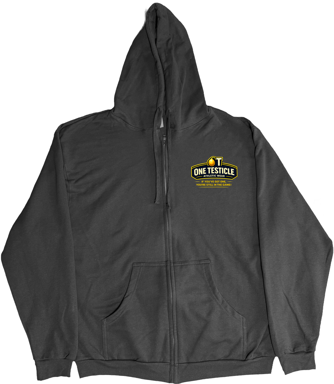 Front of Kback OT2 Half nuts graphic on a Zippered hoodie in Black