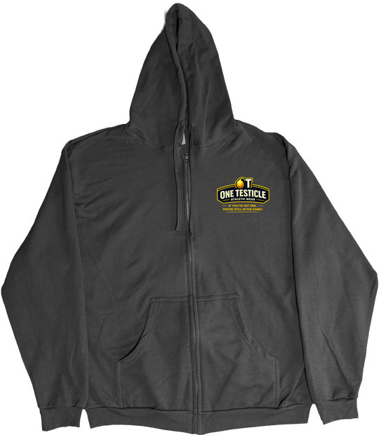 Front of Kback OT2 Half nuts graphic on a Zippered hoodie in Black