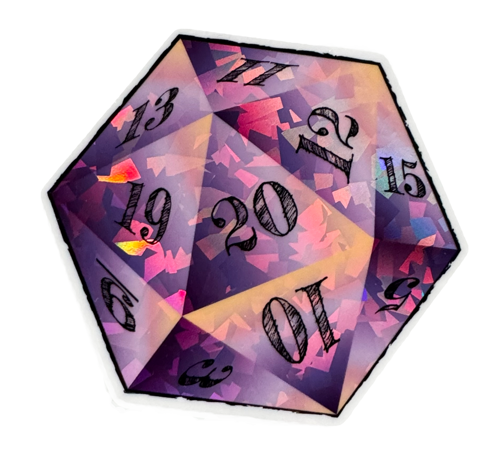 A holographic burst of rainbow shards that dance in the light, refracting like a treasure hoard under torchlight. One tilt, and it crits on charisma