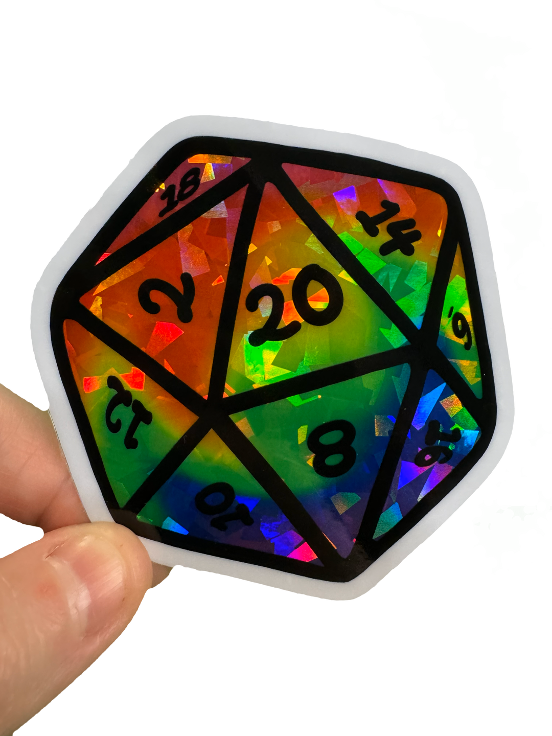 Rainbow Swirl D20 - Sticker