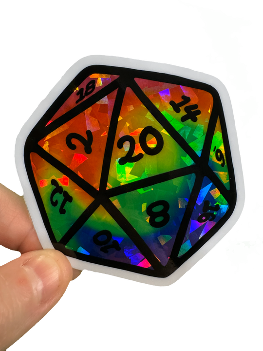 Rainbow Swirl D20 - Sticker