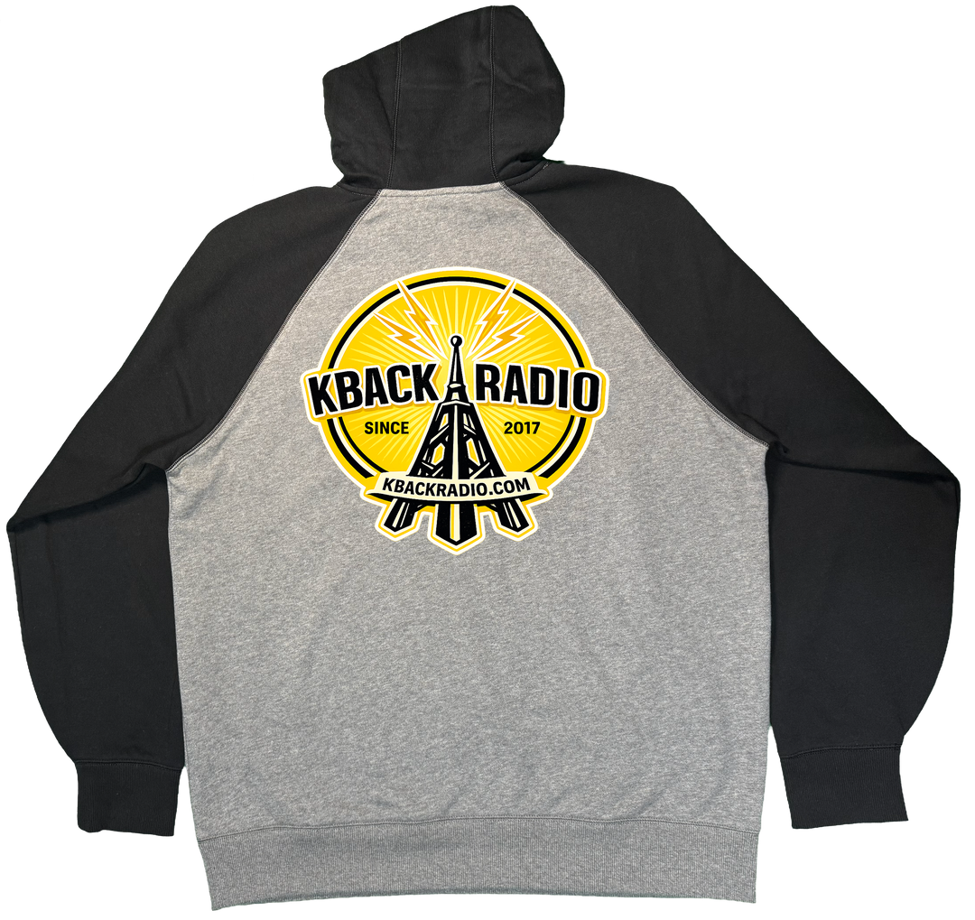 Back of radio tower graphic on a premium hoodie 