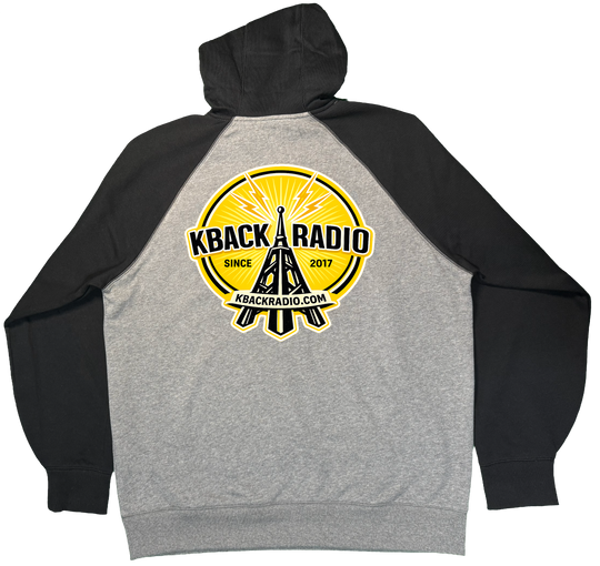 Back of radio tower graphic on a premium hoodie 