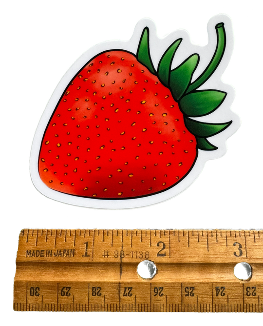 Strawberry sticker, original art from The Flying Turtle Tavern.
with a ruler for size validity